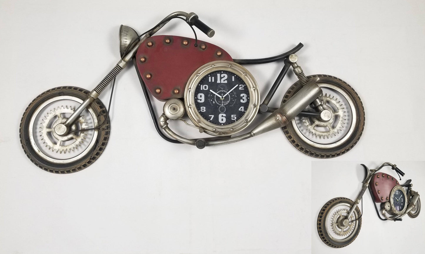 Wall clock - Vintage Motorcycle Wall Clock by Peterson Housewares & Artwares