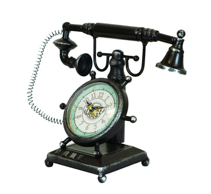 Table clock - Distressed Bronze Vintage Telephone Table Clock by Peterson Housewares & Artwares