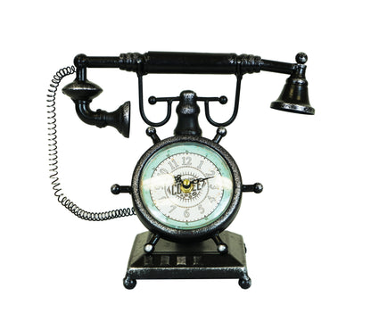 Table clock - Distressed Bronze Vintage Telephone Table Clock by Peterson Housewares & Artwares