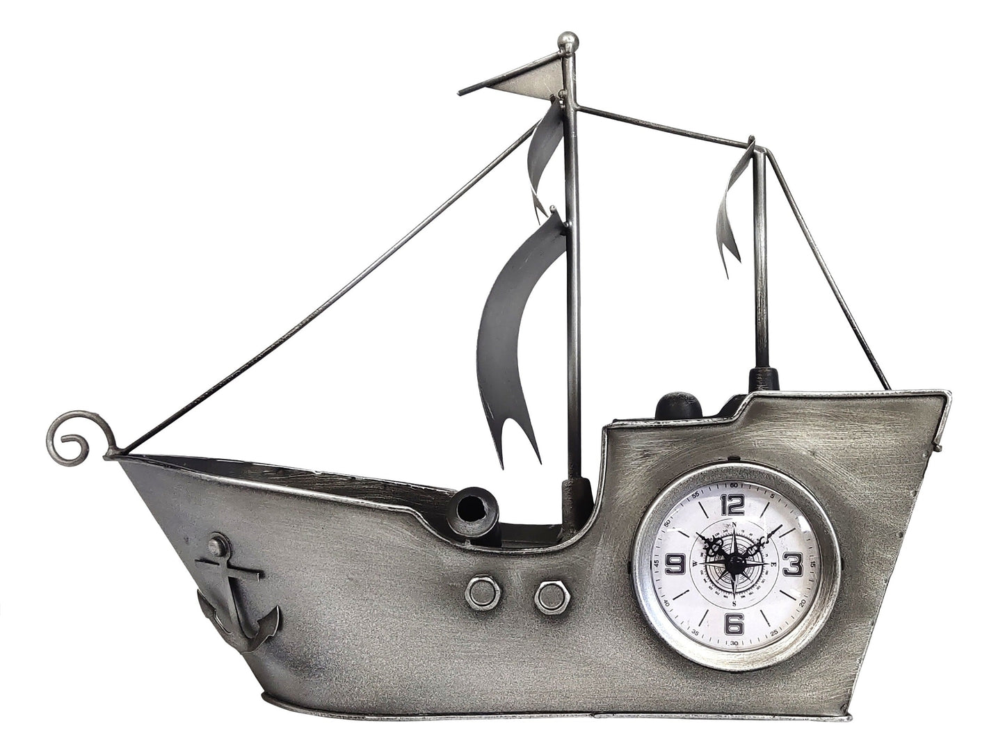 Sailing Ship Metal Table Clock by Peterson Housewares & Artwares