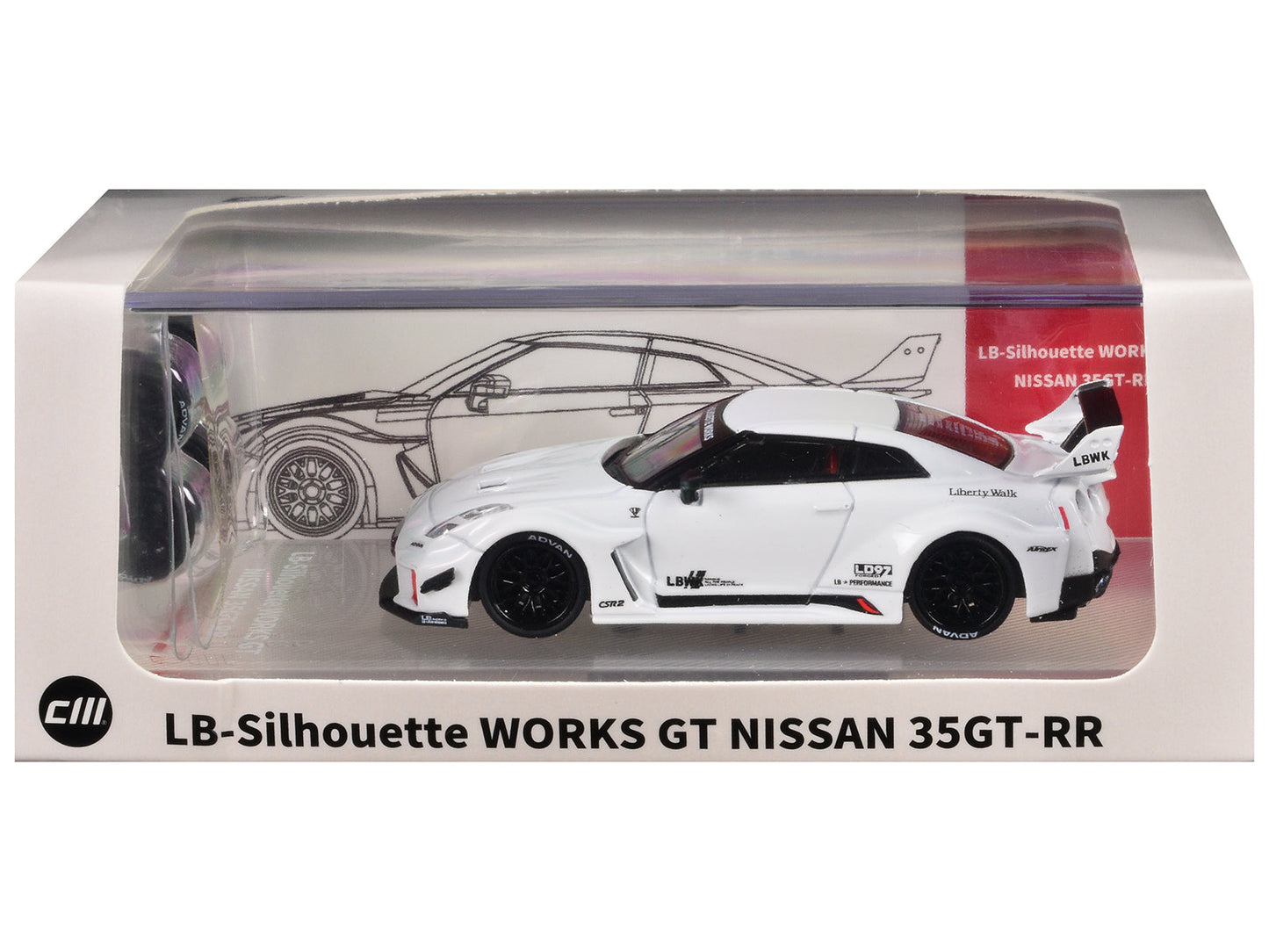 Nissan 35GT-RR "LB-Silhouette Works GT" RHD (Right Hand Drive) White with Extra Wheels 1/64 Diecast Model Car by CM Model  free shipping USA