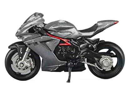 2022 MV Agusta F3 Rosso Motorcycle Silver Metallic with Figure 1/64 Diecast Model by CM Model