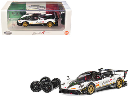 Pagani Zonda Revolucion White and Carbon with Extra Wheels 1/64 Diecast Model Car by CM Model  free shipping USA