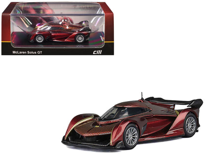 McLaren Solus GT Wine Red Metallic with Gold Stripes 1/64 Diecast Model Car by CM Model  free shipping USA