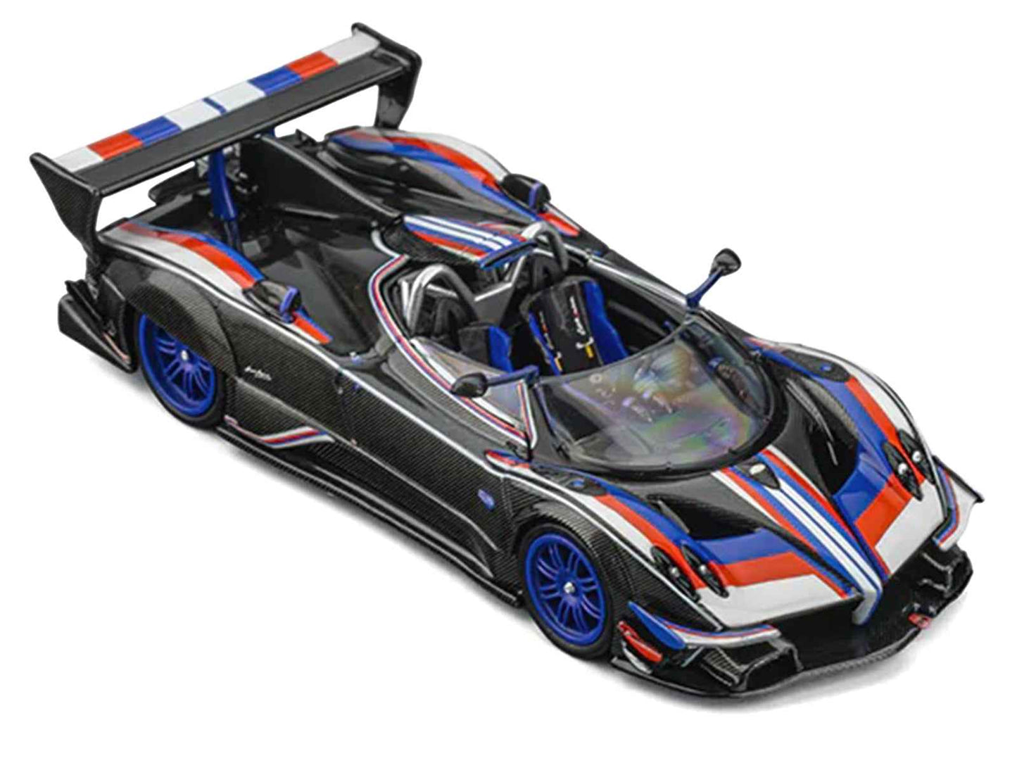 Pagani Zonda Revo Barchetta Carbon with Red White and Blue Stripes 1/64 Diecast Model Car by CM Model
