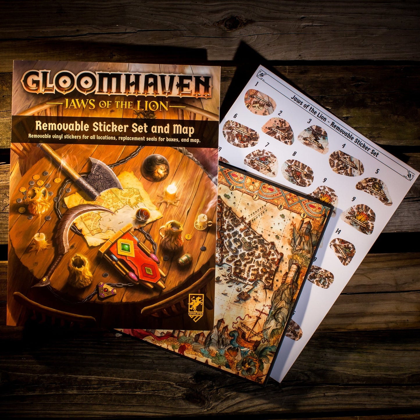 Gloomhaven: Jaws of the Lion - Removable Sticker Set & Map