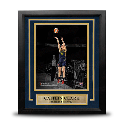 Caitlin Clark Shooting Action Indiana Fever 8" x 10" Framed WNBA Blackout Basketball Photo