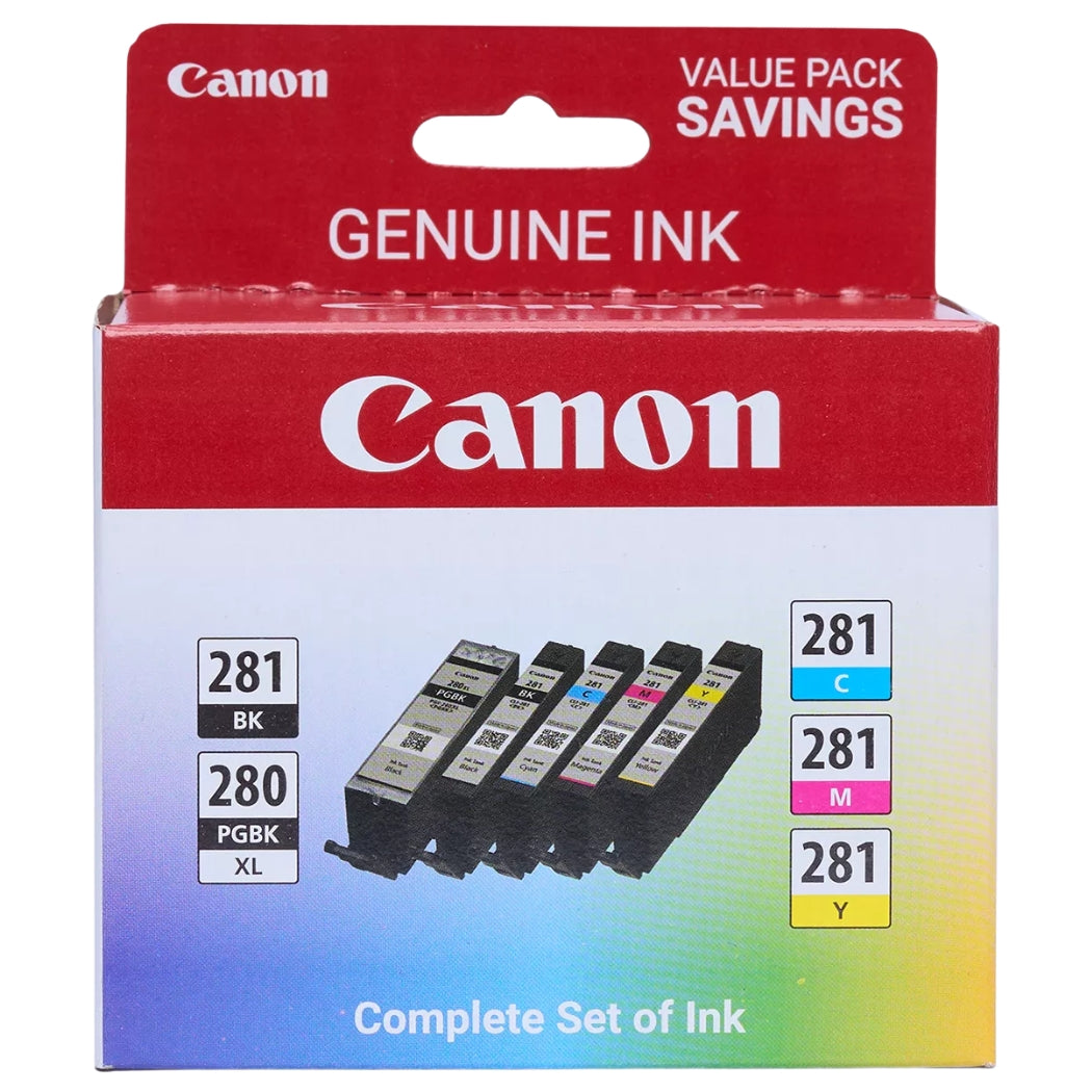 New, Pre-Owned - Canon PGI-280XL/CLI-281 Black and Color Ink Cartridges-5 Pack