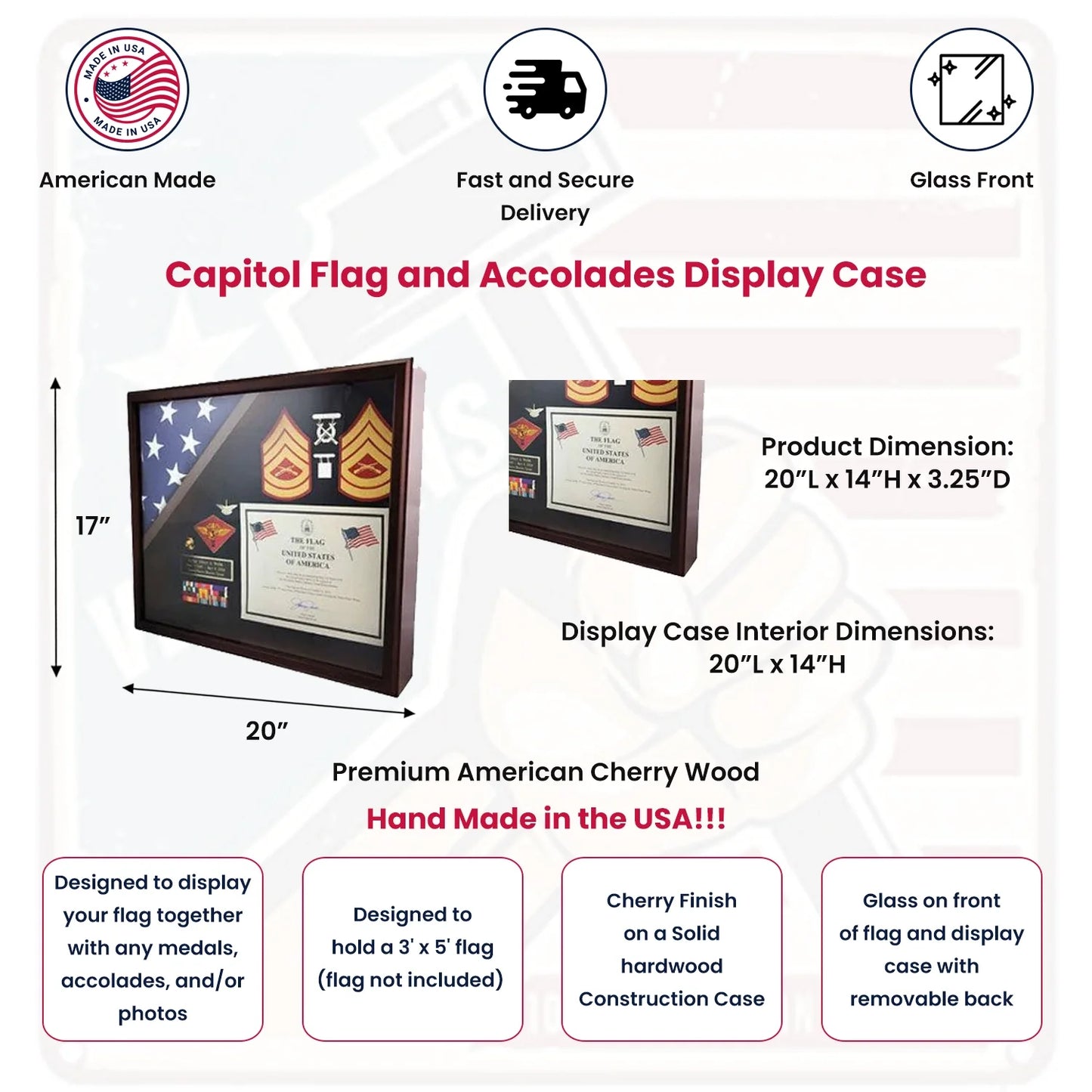 Capitol Flag and Accolades Display Case.