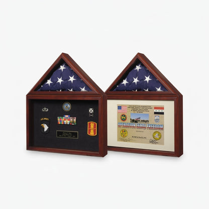 Capitol Flag Presentation Case with Display Shadow Box - Cherry Finish