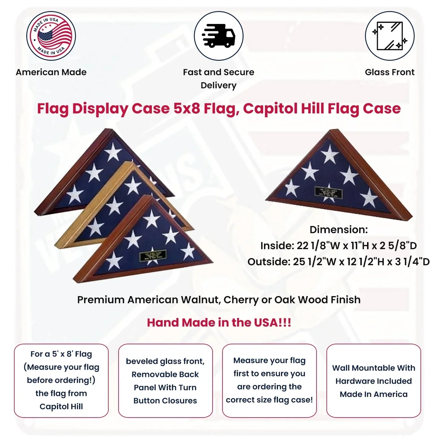 American Flag Display Case, Flag Display case, Wood Flag Display case