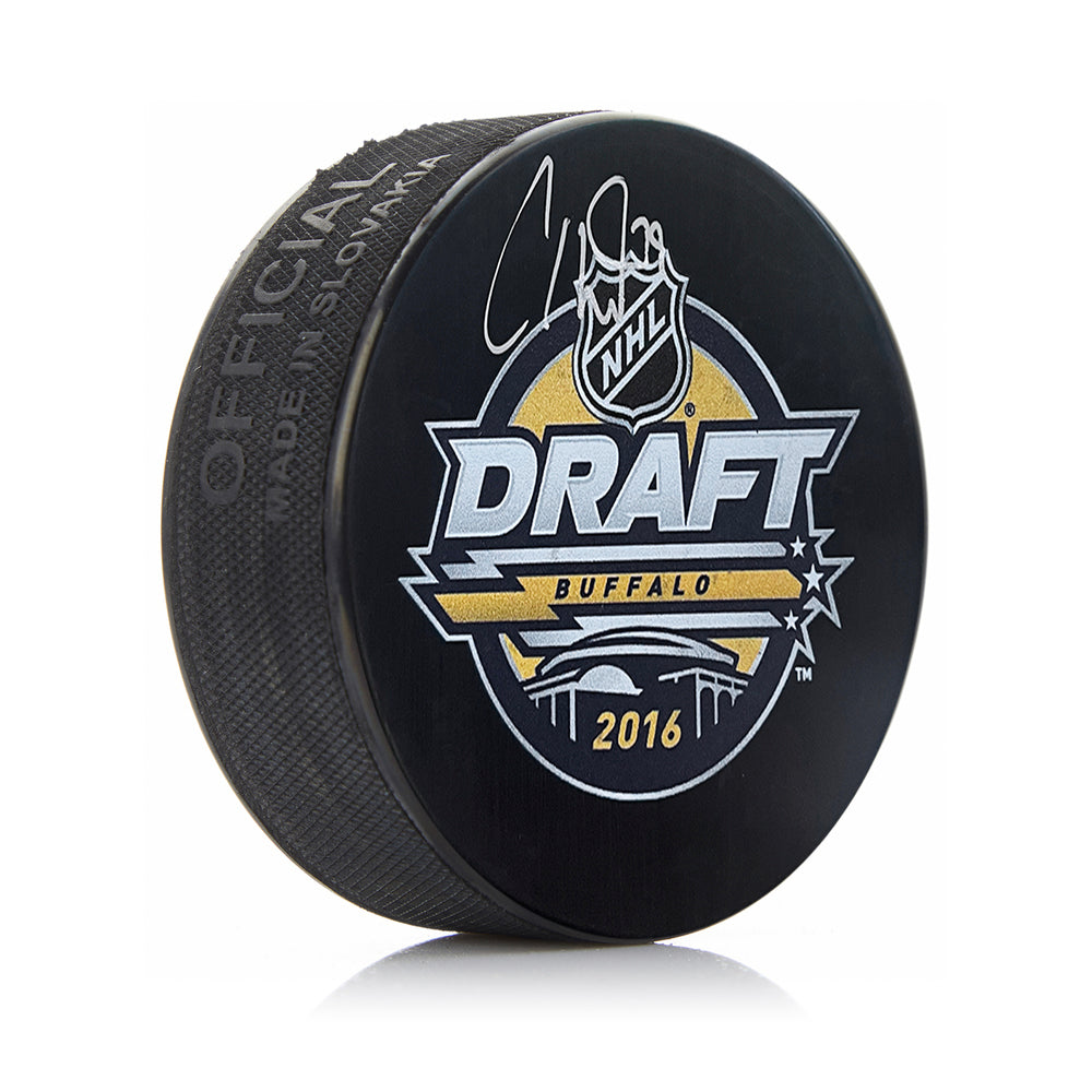 Carter Hart Vegas Golden Knights Autographed 2016 NHL Hockey Draft Logo Puck