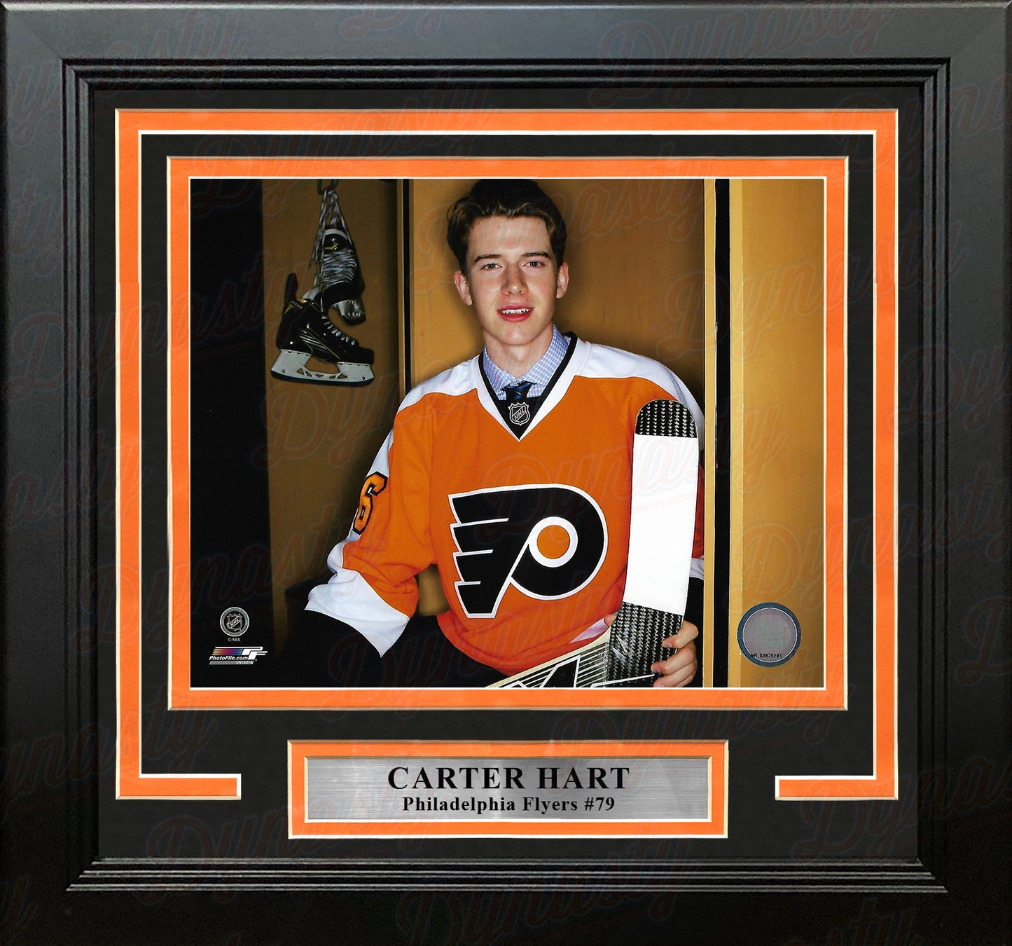 Carter Hart Philadelphia Flyers Locker Room 11" x 14" Framed Hockey Photo