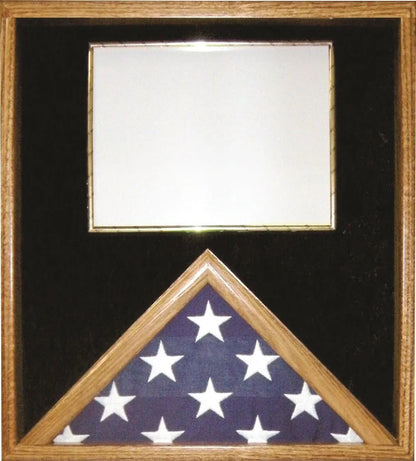 Military Medal and Flag Display Case - Oak Shadow Box.
