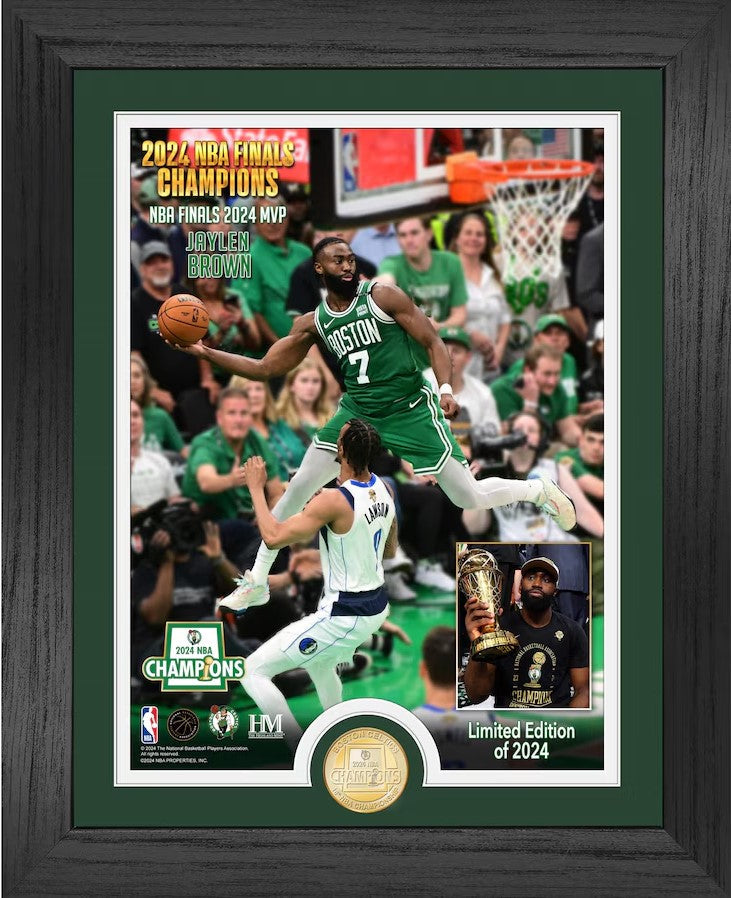 Jaylen Brown Boston Celtics Highland Mint 2024 NBA Finals MVP 13" x 16" Bronze Coin Photo Mint