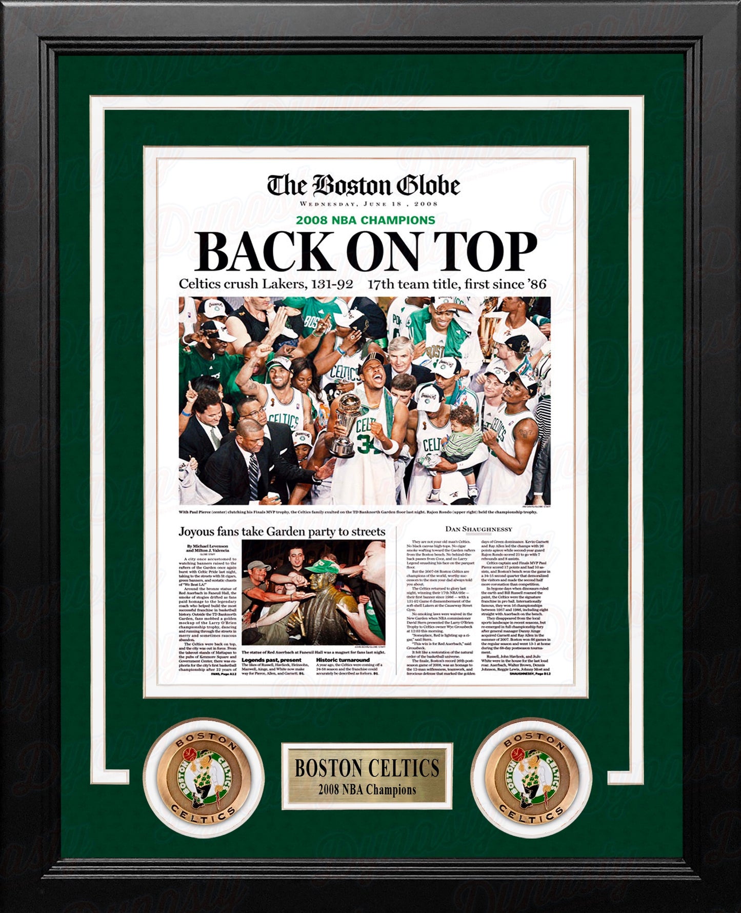 Boston Celtics 2008 NBA Champions Framed Boston Globe Photo