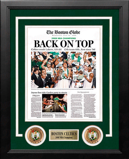 Boston Celtics 2008 NBA Champions Framed Boston Globe Photo