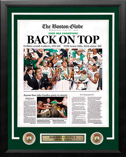 Boston Celtics 2008 NBA Champions Framed Boston Globe Photo