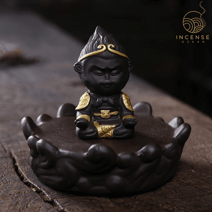 Ceramic Sun Wukong Backflow Incense Burner by incenseocean