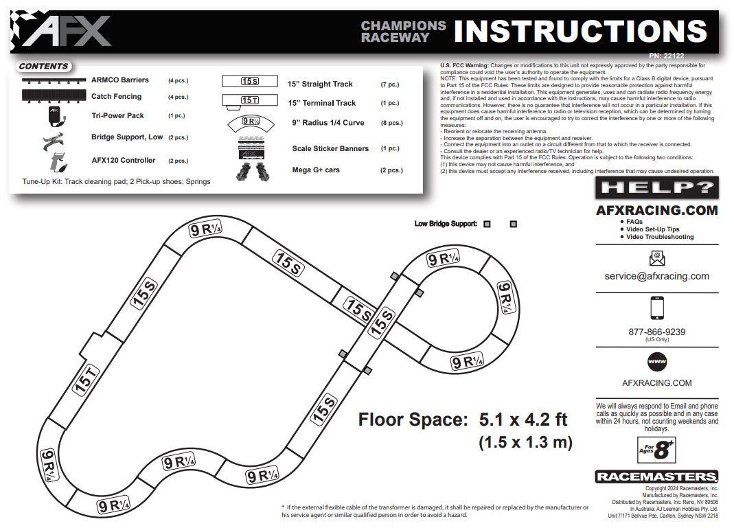 AFX Champions Raceway HO Slot Car Race Track Set 22122 Formula F1