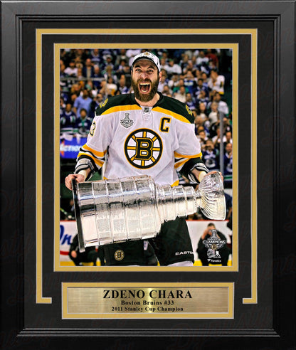 Zdeno Chara Hoists The Stanley Cup Boston Bruins 8" x 10" Framed Hockey Photo