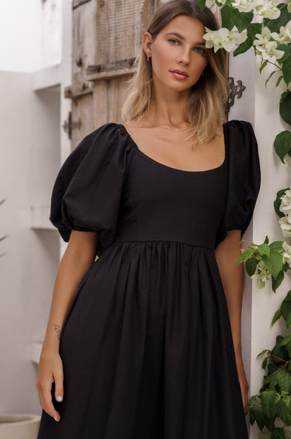 Cherie Puff Sleeve Midi Dress by ELF