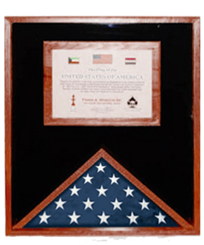 Large Military Memorial Flag, Medal Display Case.