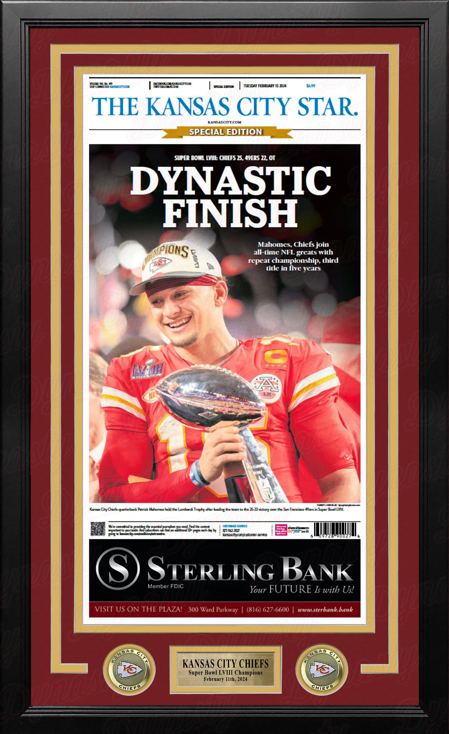 Patrick Mahomes Kansas City Chiefs Super Bowl Champions Framed Newspapers (3 Super Bowls)