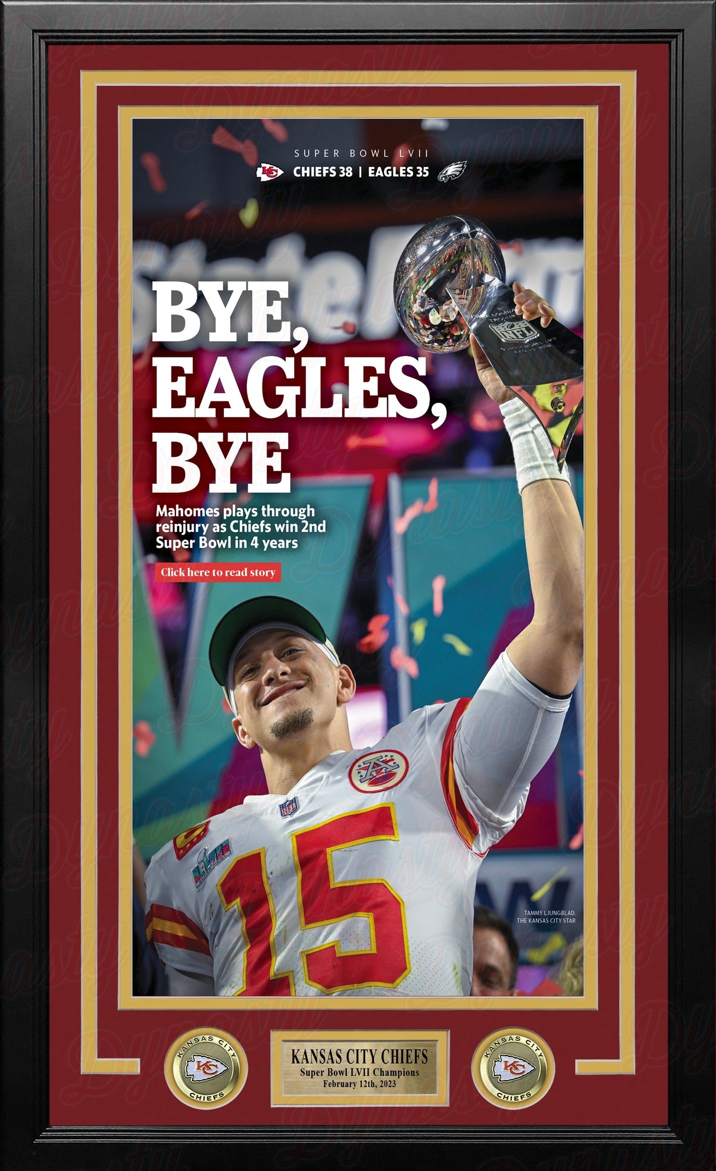 Patrick Mahomes Kansas City Chiefs Super Bowl Champions Framed Newspapers (3 Super Bowls)