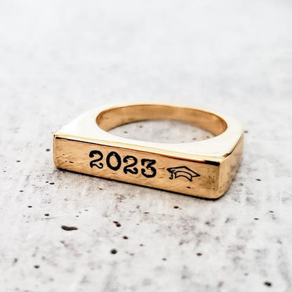 Class of 2024 Flat Top Gold Ring by Salt and Sparkle