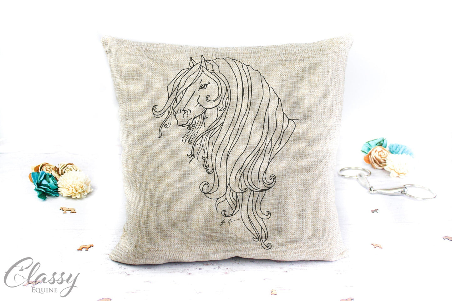 Friesian Horse Pillow Cover - Strength Friesian Mare by Classy Equine