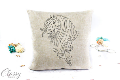 Friesian Horse Pillow Cover - Strength Friesian Mare by Classy Equine