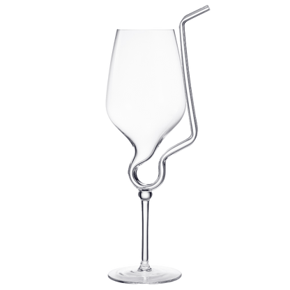 Straw Wine Glass, Spiral Vampire Wine Glass | 16oz | Stemmed Wine Glasses With A Built-In Straw, Creative Cocktail Glassware - Champagne, Gin & Tonic, Juice, Water - Ideal Birthday Cup, Gift, Wedding by The Wine Savant