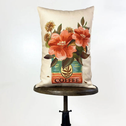 Coffee | Flower | Planters | Pillow Cover | 12x18 | Vintage | Floral arrangement | Throw Pillow | Throw Pillow Covers | Pillow | Gift by UniikPillows