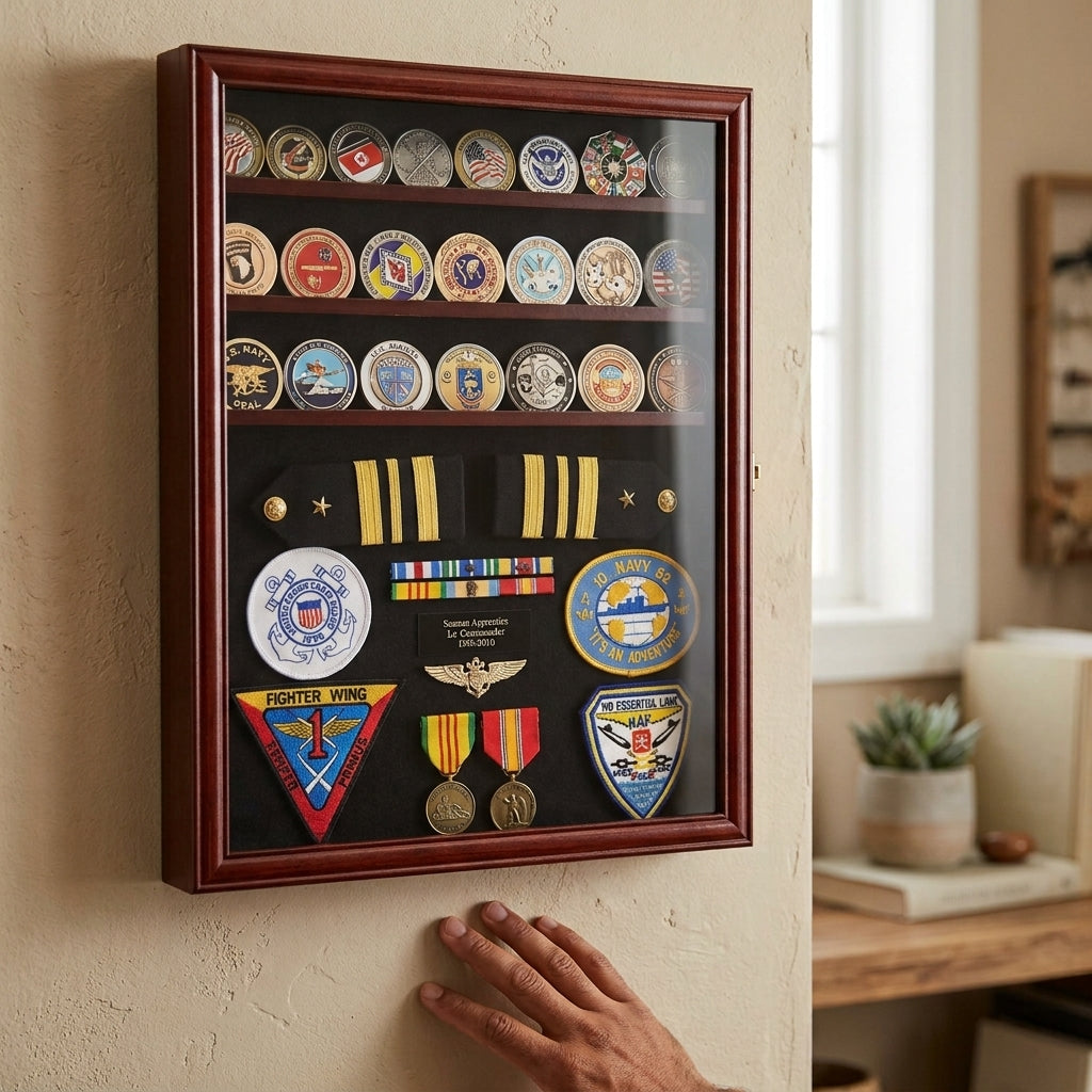 Challenge Coin / Medals / Pins / Badges / Ribbons / Insignia / Buttons Display Case