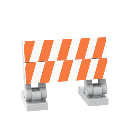 Construction Barrier - Orange & White Striped - Custom Printed Building Set - Made Using LEGO® Parts