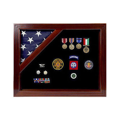 American Corner flag and medal display case - Fit for 3' x 5'