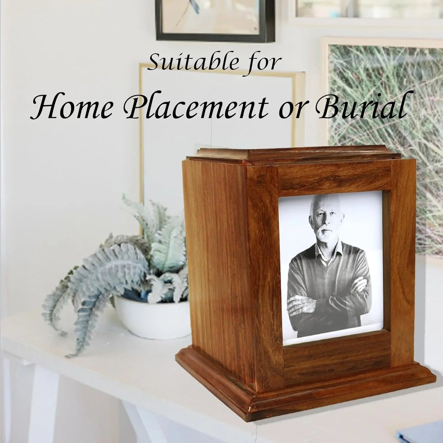 Portrait Urn  with Photo  Total Size 7"x7"x8"