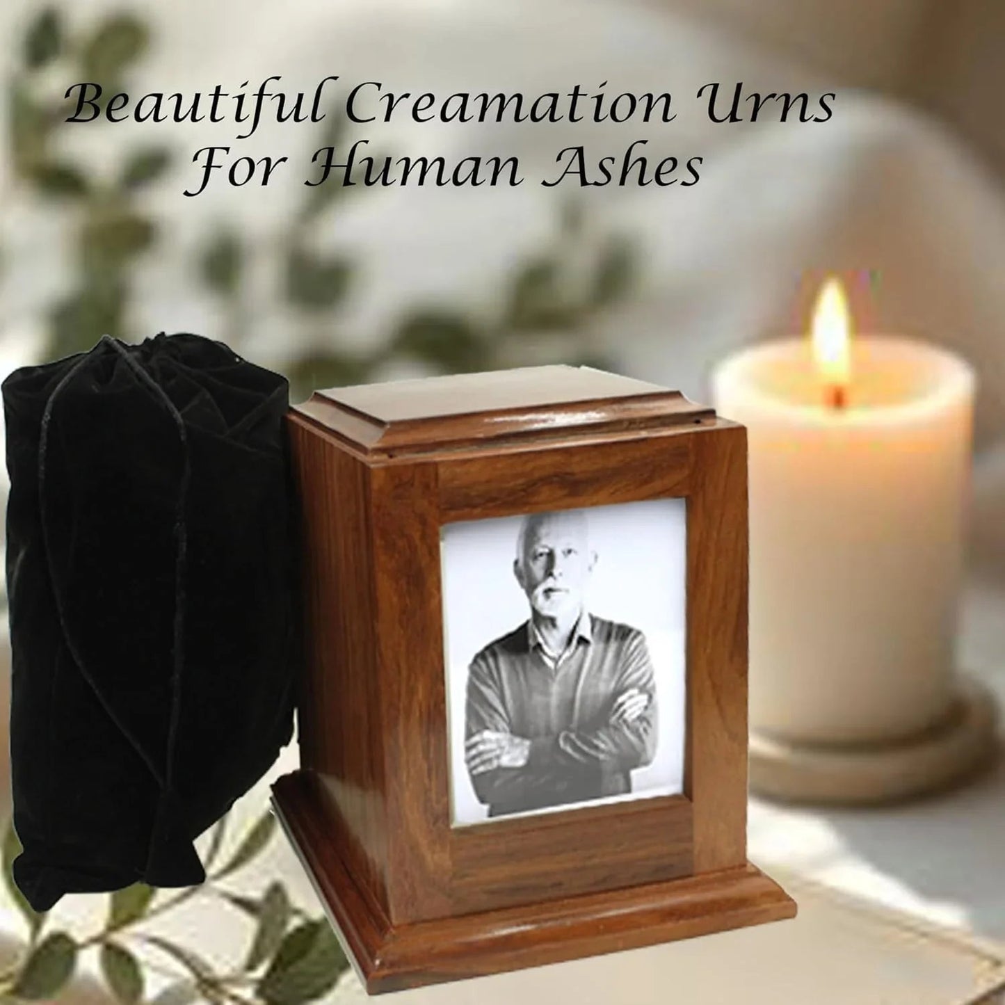 Portrait Urn  with Photo  Total Size 7"x7"x8"