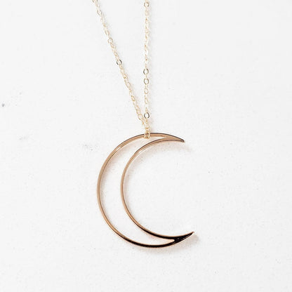 Crescent Moon Gold Necklace by Salt and Sparkle