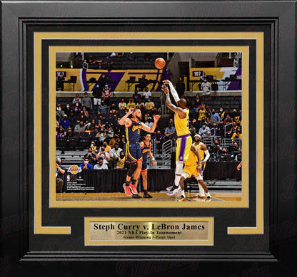 LeBron James v. Steph Curry Game-Winning Shot 2021 Play-In Tournament 8" x 10" Framed Photo
