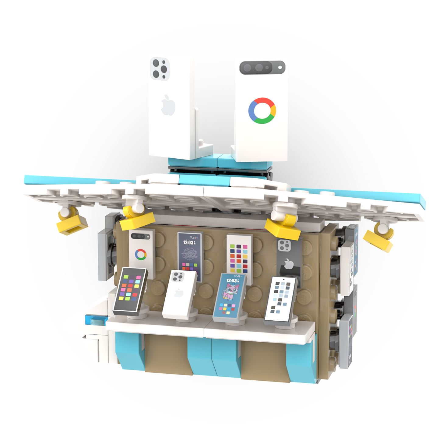 Phone Kiosk  - Market Stall - Build Kit- Custom Printed - Made Using LEGO® Parts