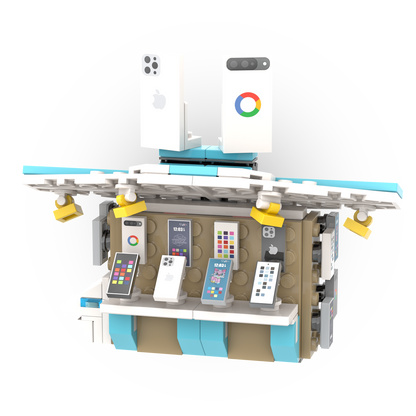 Phone Kiosk  - Market Stall - Build Kit- Custom Printed - Made Using LEGO® Parts