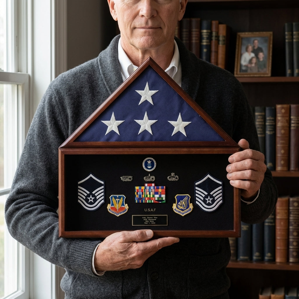 Flag and Document Display Case, mounting flag case