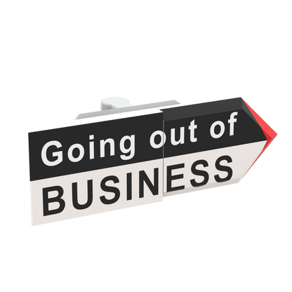 Spinner Sign "Going Out of Business" - Custom Printed Minifig Scale - Made Using LEGO® parts