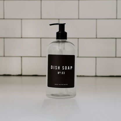 16oz Clear Plastic Dish Soap Dispenser - Black Label by Sweet Water Decor
