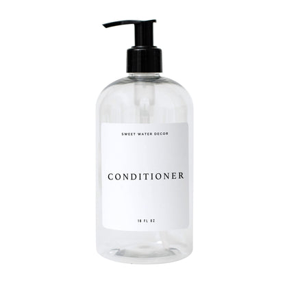 16oz Clear Plastic Conditioner Dispenser - White Text Label by Sweet Water Decor
