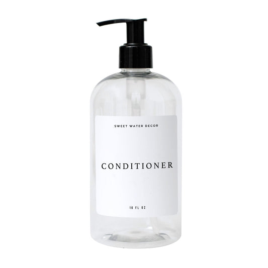 16oz Clear Plastic Conditioner Dispenser - White Text Label by Sweet Water Decor