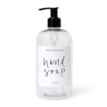 16oz Clear Plastic Hand Soap Dispenser - White Label by Sweet Water Decor
