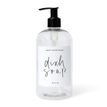 16oz Clear Plastic Dish Soap Dispenser - White Label by Sweet Water Decor